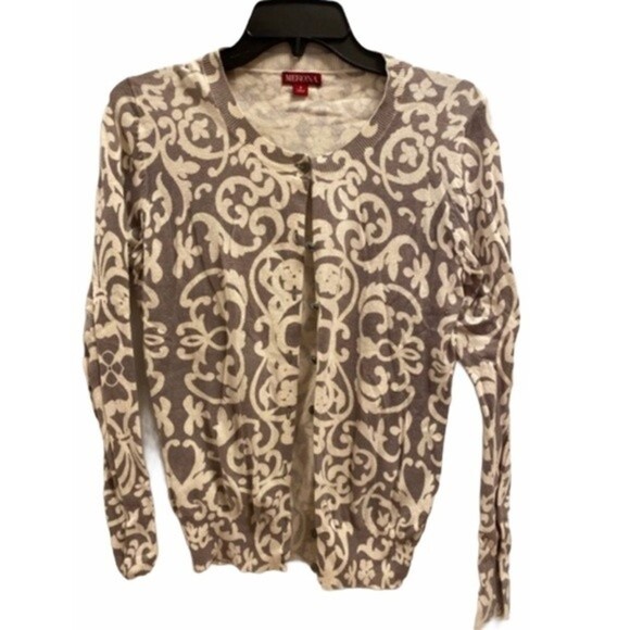 Merona Gray and White Button Down Cardigan - Picture 1 of 5